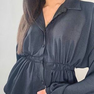 BOOHOO Peplum blouse black
